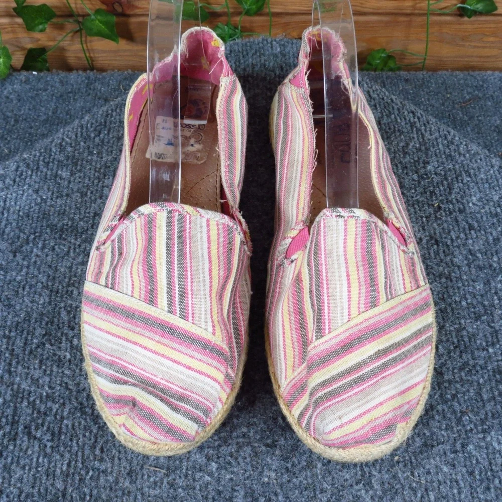 Skechers BOBS Women Espadrille Flat Size 10 Casual Summer Slip On‎ Pink Striped